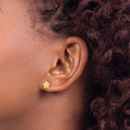 14K Yellow Gold Polished Stars Post Earrings