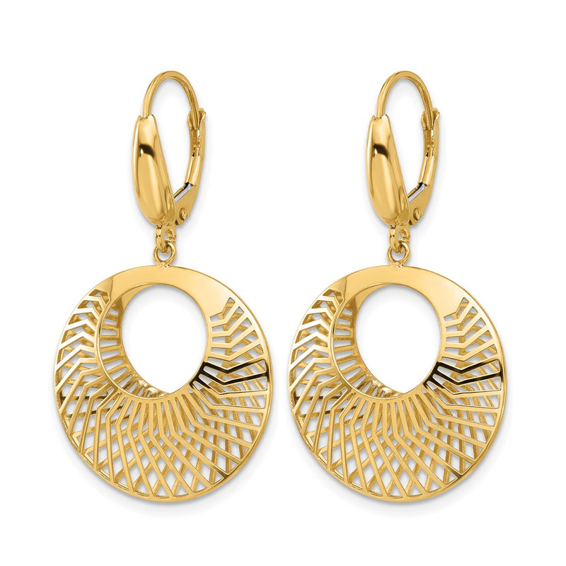 14K Yellow Gold Polished Hollow Dangle Earrings