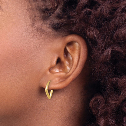 14K Yellow Gold Polished Fancy Hoop Earrings