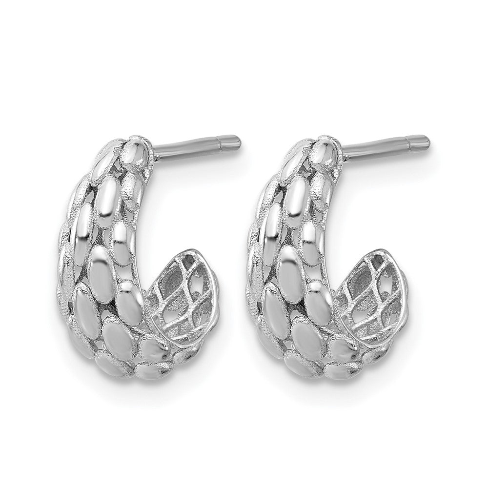 14K White Gold Satin J Hoop Earrings