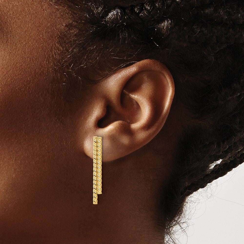 14K Yellow Gold Polished Twisted Bar Post Earrings