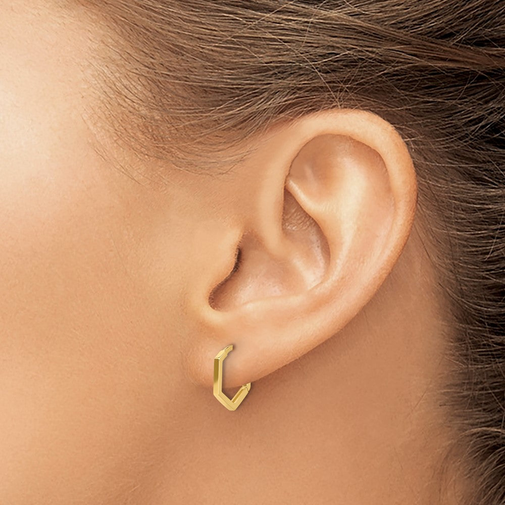 14K Yellow Gold Polished Geometric Hoop Earrings