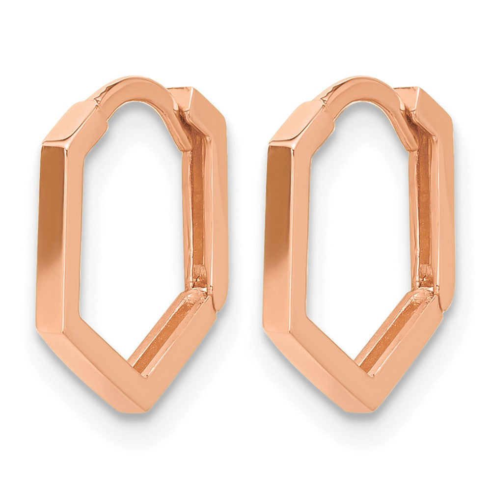 14K Rose Gold Polished Geometric Hoop Earrings