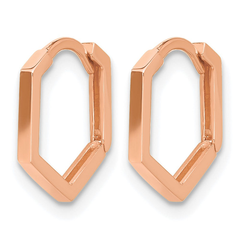 14K Rose Gold Polished Geometric Hoop Earrings