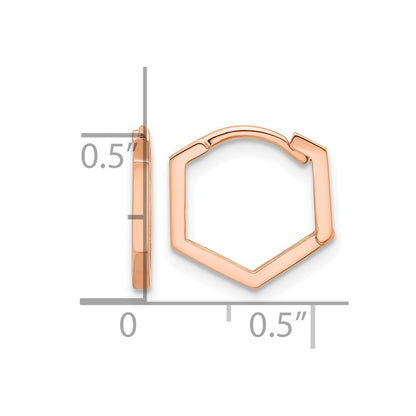 14K Rose Gold Polished Geometric Hoop Earrings