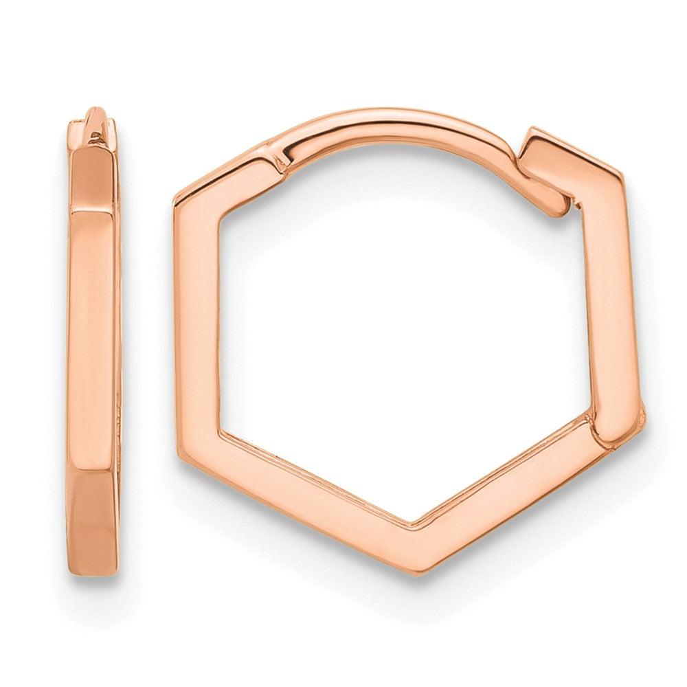 14K Rose Gold Polished Geometric Hoop Earrings