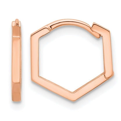 14K Rose Gold Polished Geometric Hoop Earrings