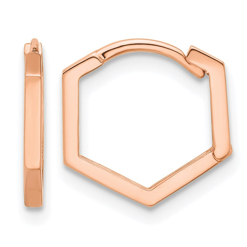 14K Rose Gold Polished Geometric Hoop Earrings