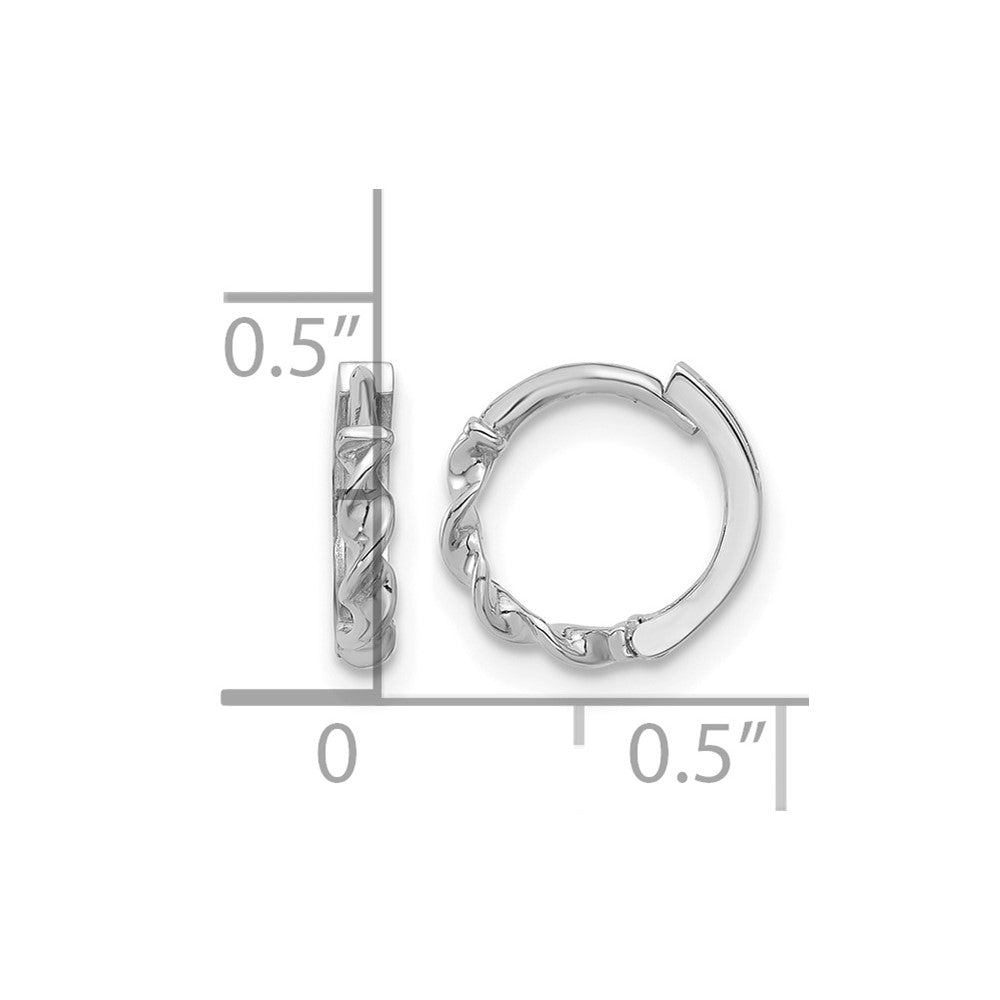 14K White Gold Polished Twisted Huggie Hoop Earrings