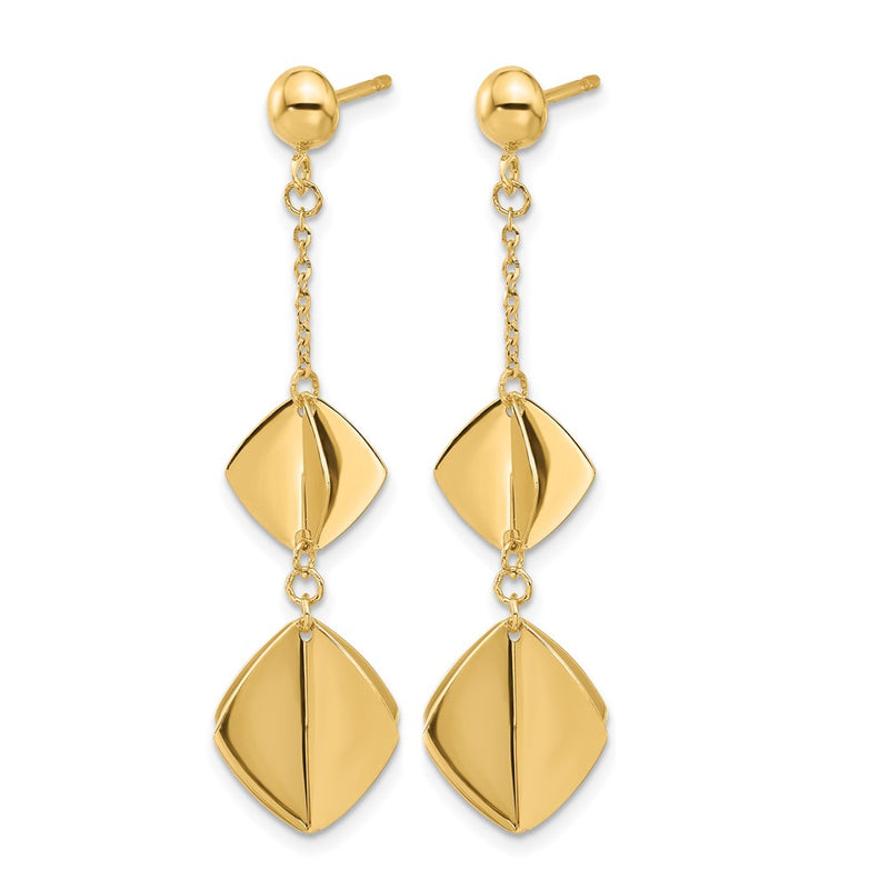 14K Yellow Gold Polished Fancy Dangle Post Earrings