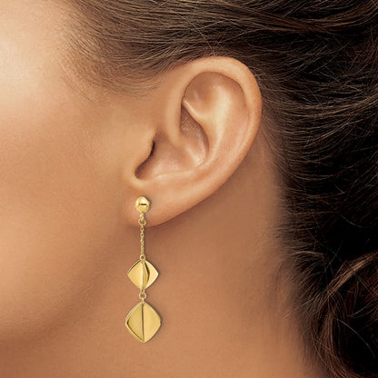14K Yellow Gold Polished Fancy Dangle Post Earrings