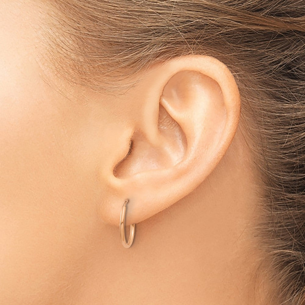 14K Rose Gold 1.00mm Polished Endless Hoop Earrings