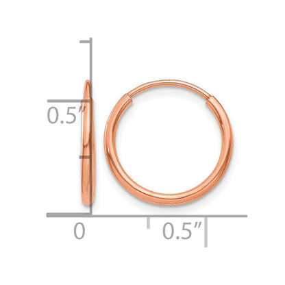 14K Rose Gold 1.00mm Polished Endless Hoop Earrings