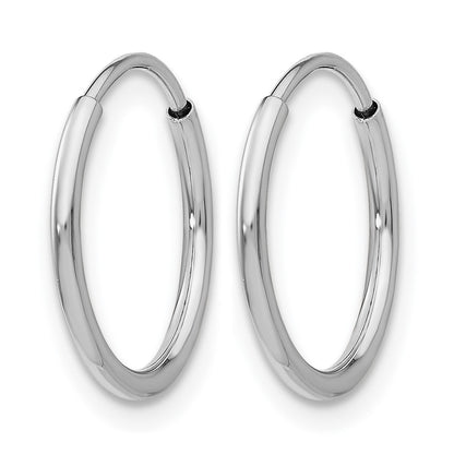 14K White Gold Polished Endless Tube Hoop Earrings