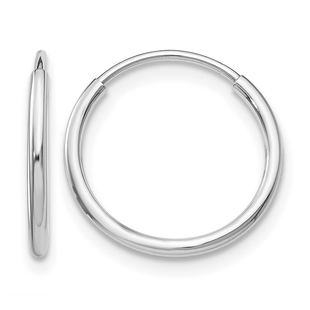 14K White Gold Polished Endless Tube Hoop Earrings