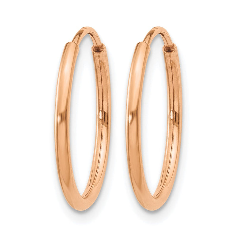 14K Rose Gold 1.00mm Polished Endless Hoop Earrings