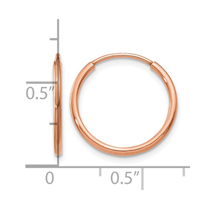 14K Rose Gold 1.00mm Polished Endless Hoop Earrings