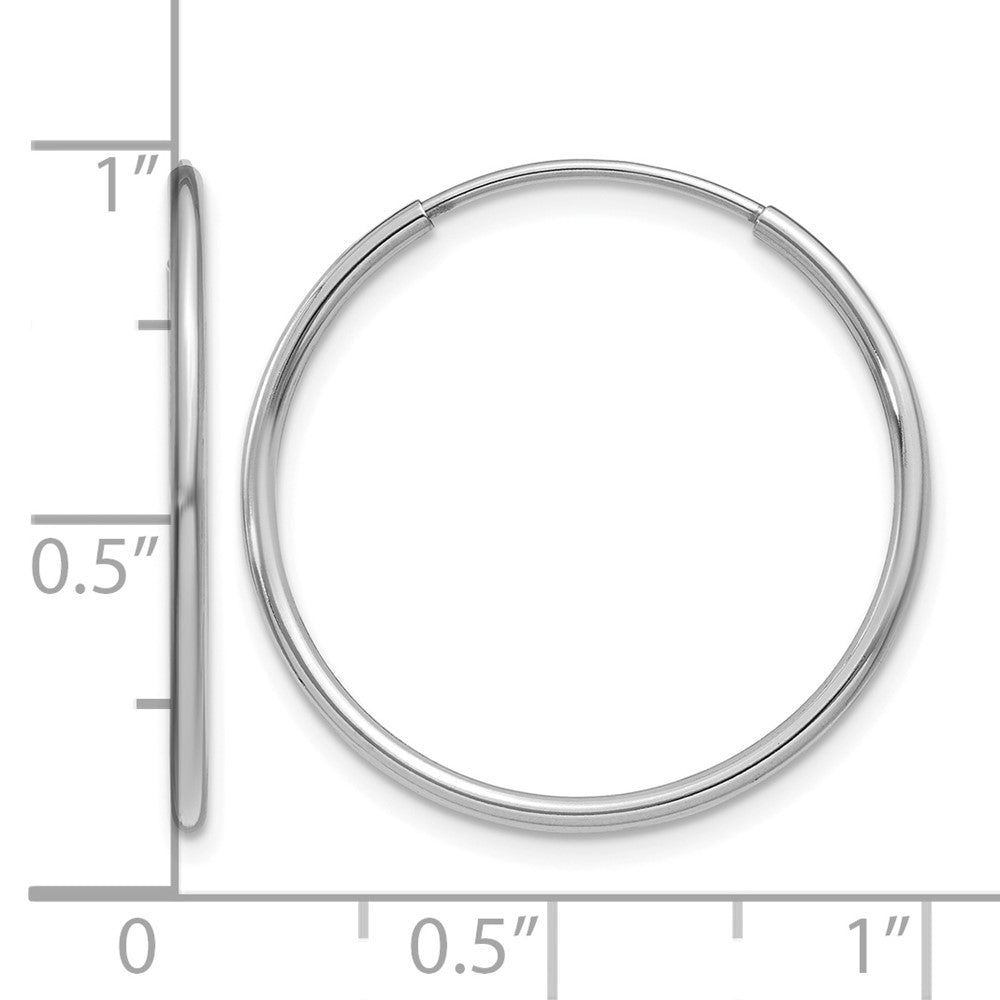 14K White Gold Polished Endless Tube Hoop Earrings