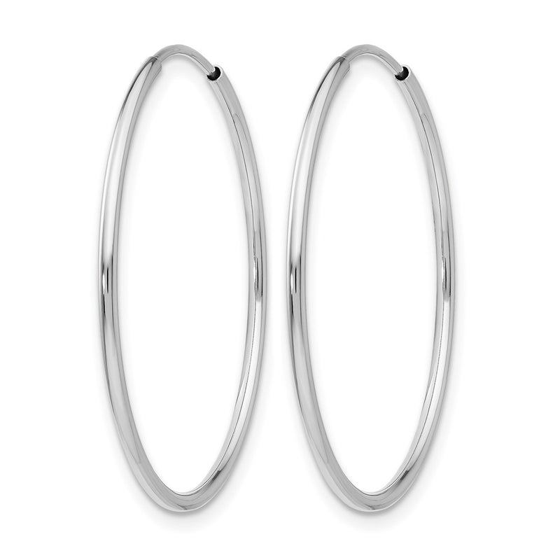 14K White Gold 1.00mm Polished Endless Tube Hoop Earrings