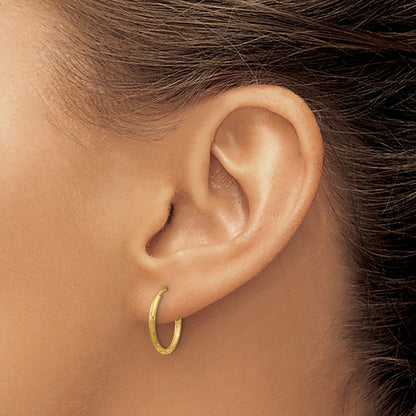 14K Yellow Gold 1.0mm Diamond Cut Endless Hoop Earring