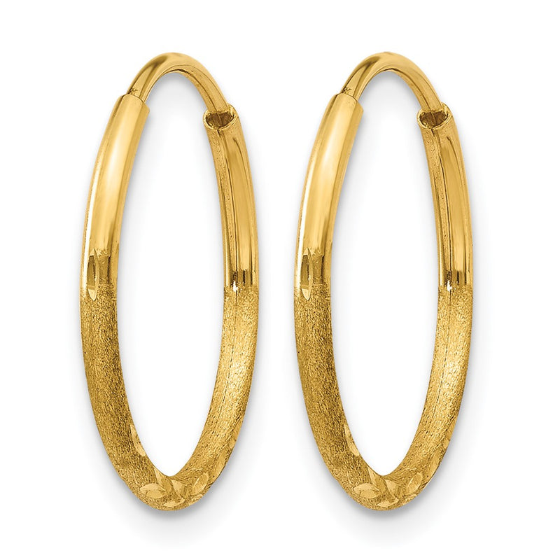 14K Yellow Gold 1.0mm Diamond Cut Endless Hoop Earring