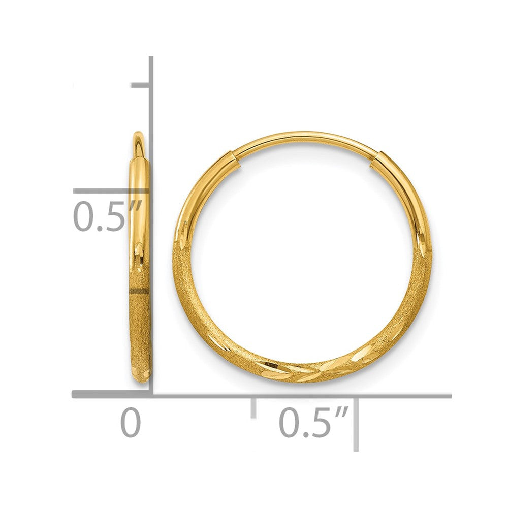 14K Yellow Gold 1.0mm Diamond Cut Endless Hoop Earring