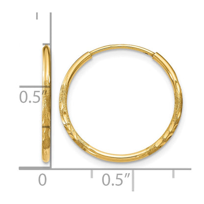 14K Yellow Gold 1.0mm Diamond Cut Endless Hoop Earring