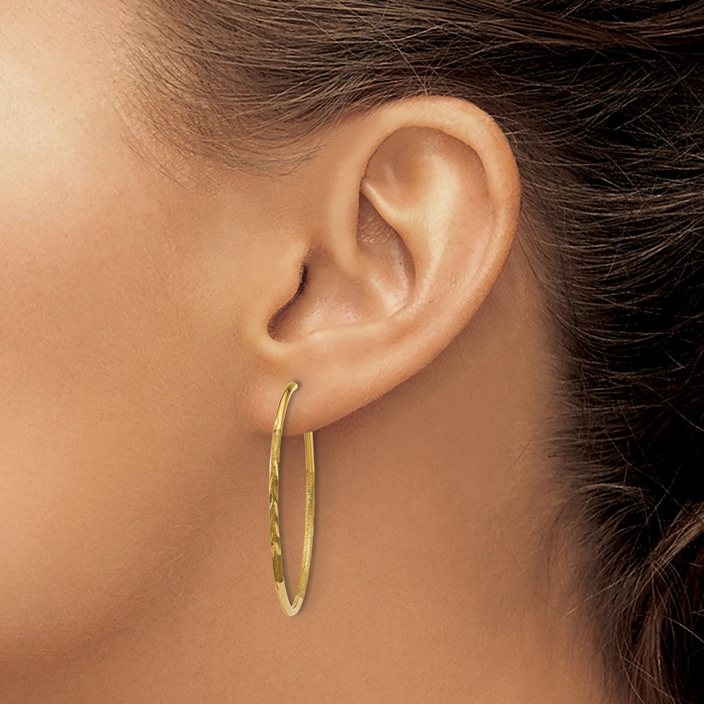 14K Yellow Gold 1.0mm Diamond Cut Endless Hoop Earring