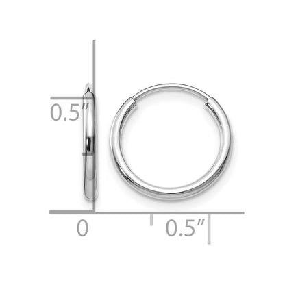 14K White Gold 1.2mm Polished Endless Hoop Earrings