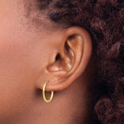 14K Yellow Gold 1.2mm Polished Round Endless Hoop Earrings
