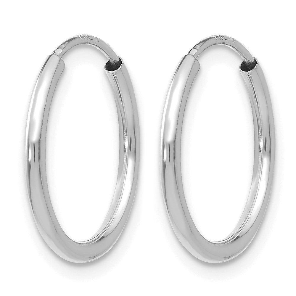 14K White Gold 1.2mm Polished Endless Hoop Earrings