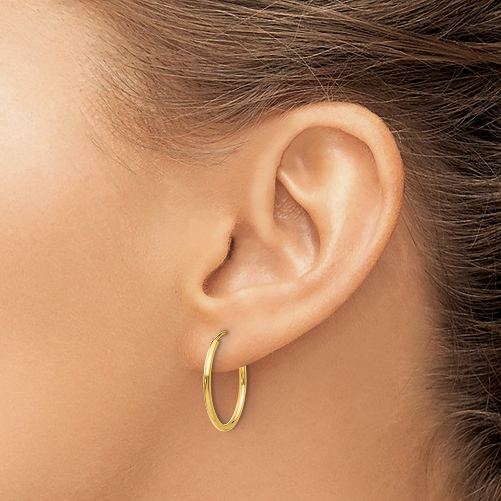 14K Yellow Gold 1.2mm Polished Round Endless Hoop Earrings