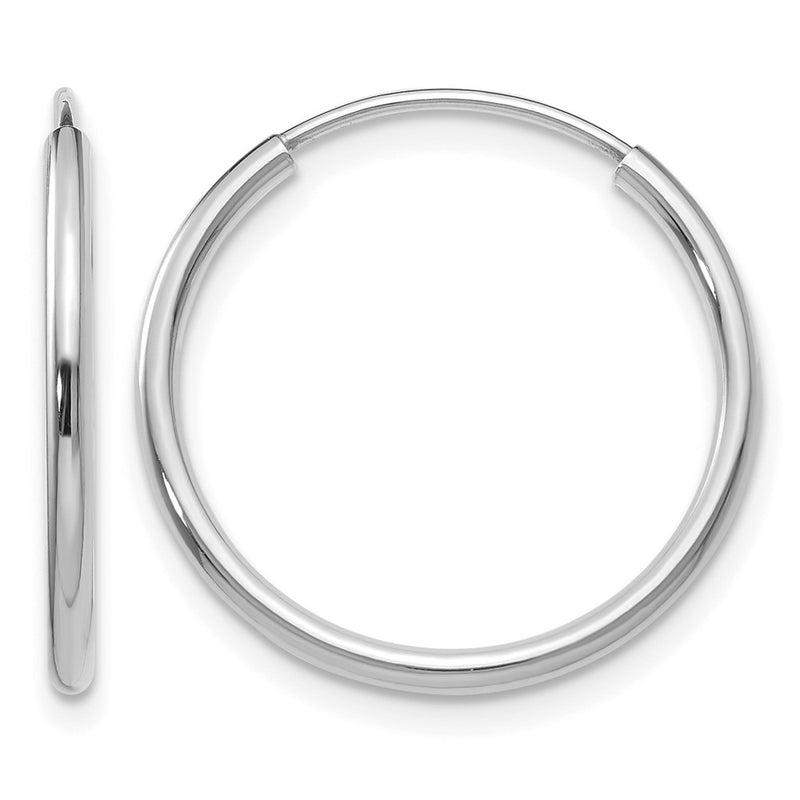 14K White Gold 1.2mm Polished Endless Hoop Earrings