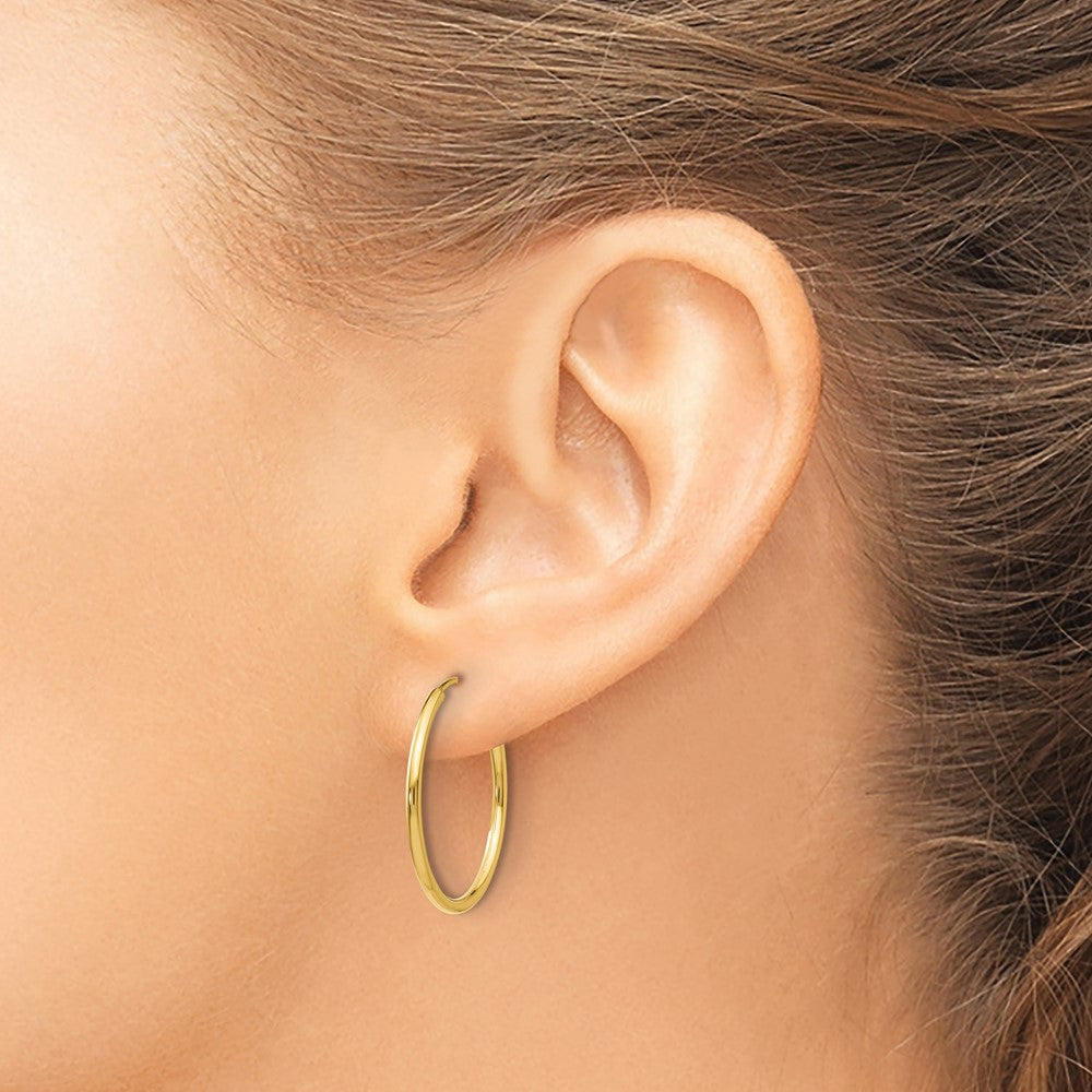 14K Yellow Gold 1.2mm Polished Round Endless Hoop Earrings