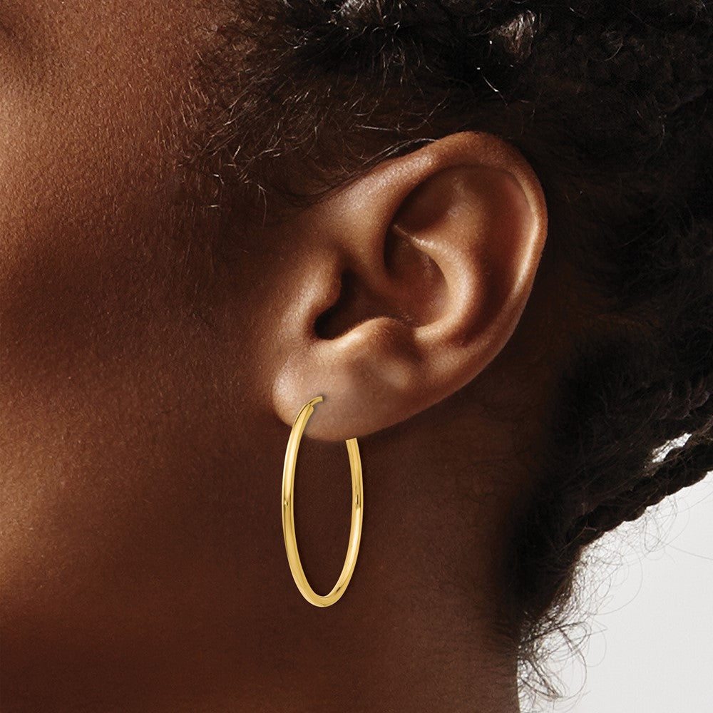 14K Yellow Gold 1.2mm Polished Round Endless Hoop Earrings