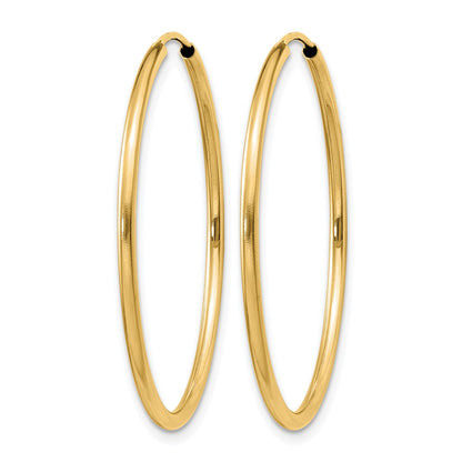 14K Yellow Gold 1.2mm Polished Round Endless Hoop Earrings
