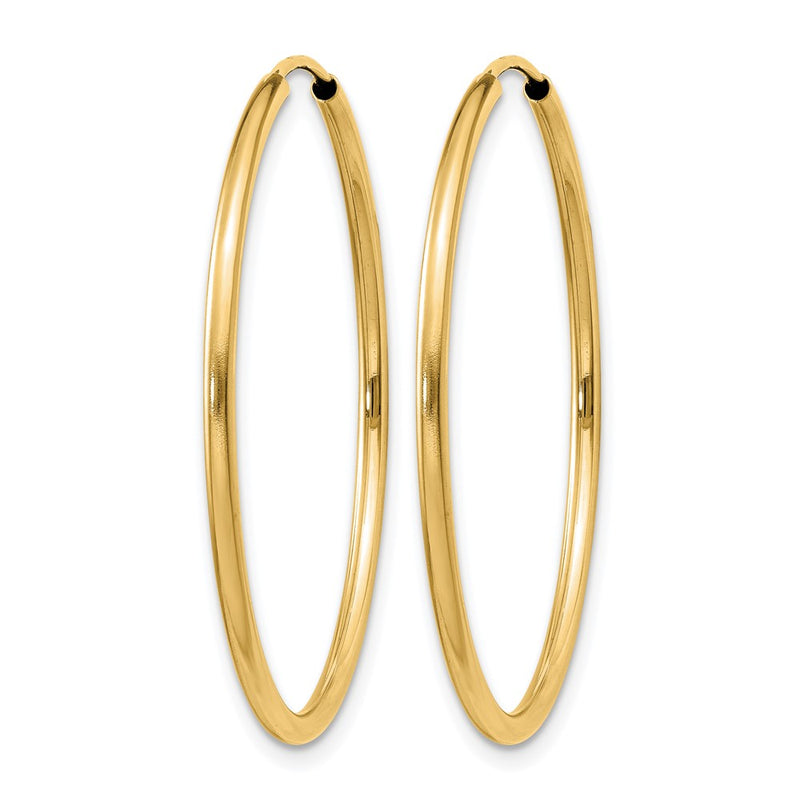 14K Yellow Gold 1.2mm Polished Round Endless Hoop Earrings