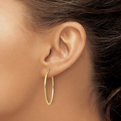 14K Yellow Gold 1.2mm Polished Round Endless Hoop Earrings