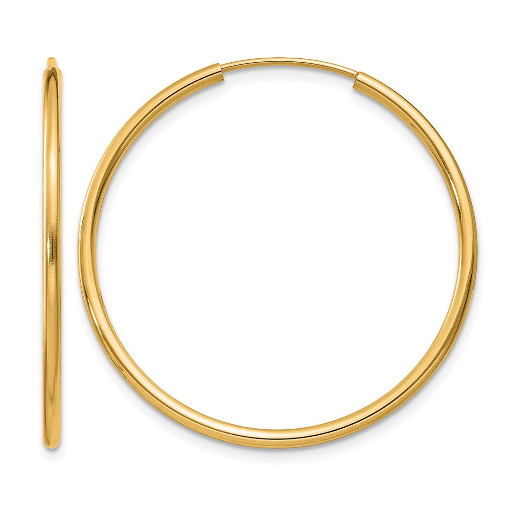 14K Yellow Gold 1.2mm Polished Round Endless Hoop Earrings