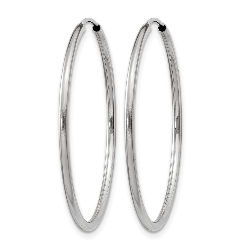 14K White Gold 1.2mm Polished Endless Hoop Earrings