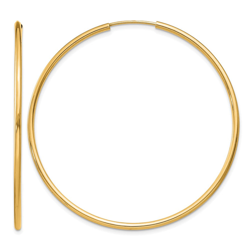 14K Yellow Gold 1.2mm Polished Round Endless Hoop Earrings