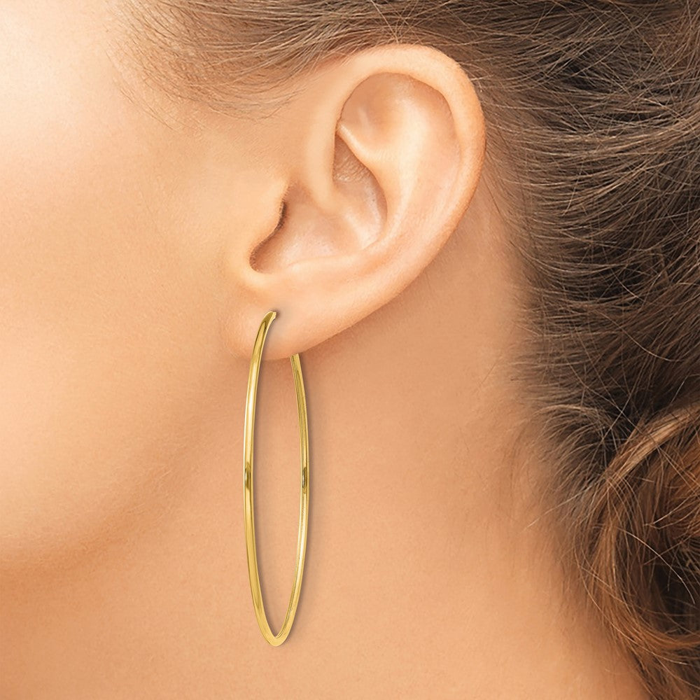 14K Yellow Gold 1.2mm Polished Round Endless Hoop Earrings