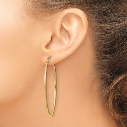 14K Yellow Gold 1.2mm Polished Round Endless Hoop Earrings