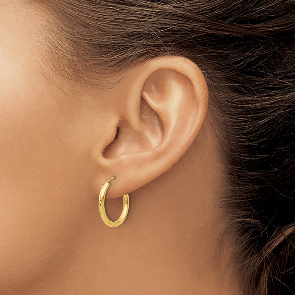 14K Yellow Gold Polished Round Endless 2mm Hoop Earrings