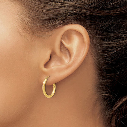 14K Yellow Gold Polished Round Endless 2mm Hoop Earrings