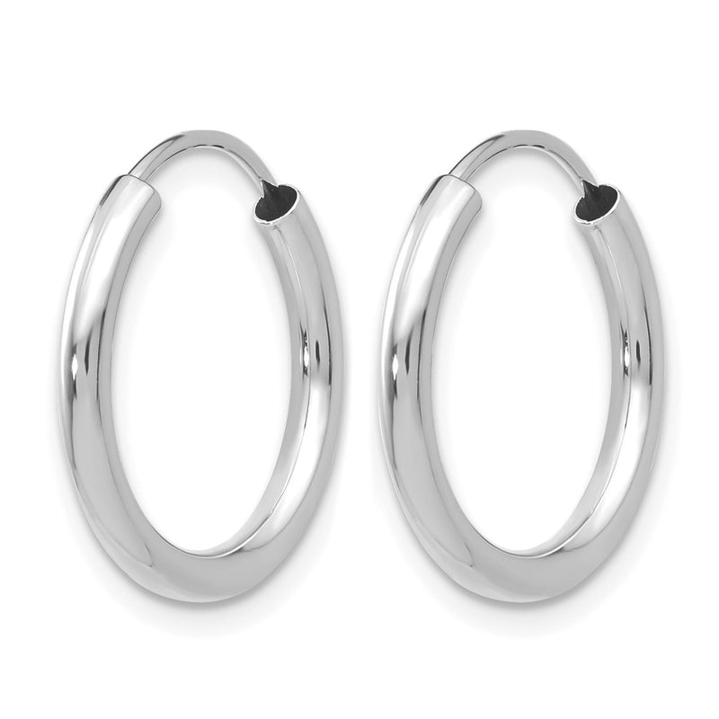 14K White Gold Polished Endless 2mm Hoop Earrings