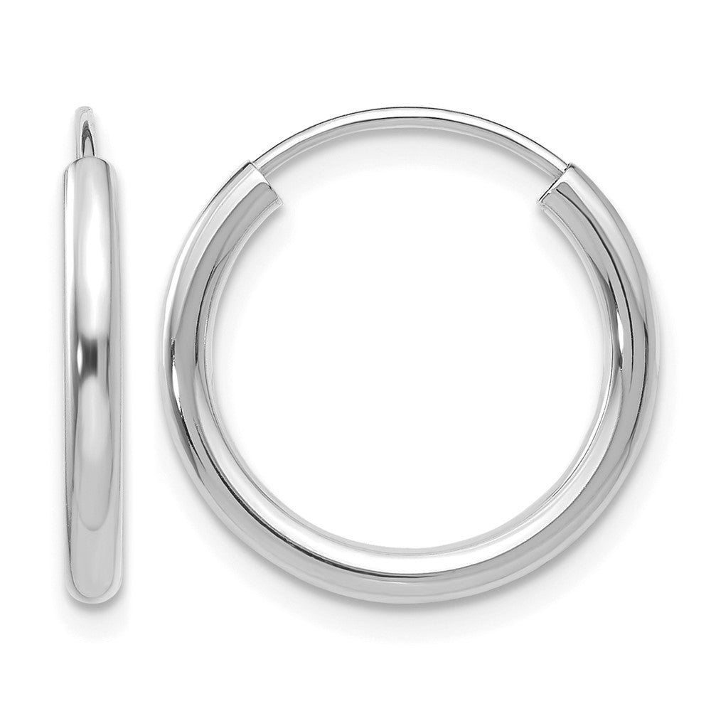 14K White Gold Polished Endless 2mm Hoop Earrings