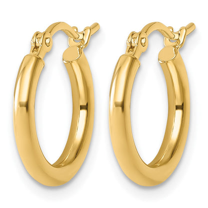 14K Yellow Gold Polished 2X15mm Hoop Earrings