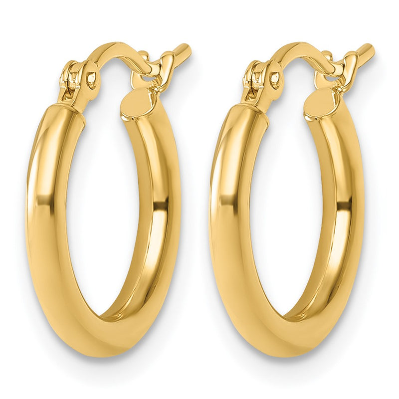 14K Yellow Gold Polished 2X15mm Hoop Earrings