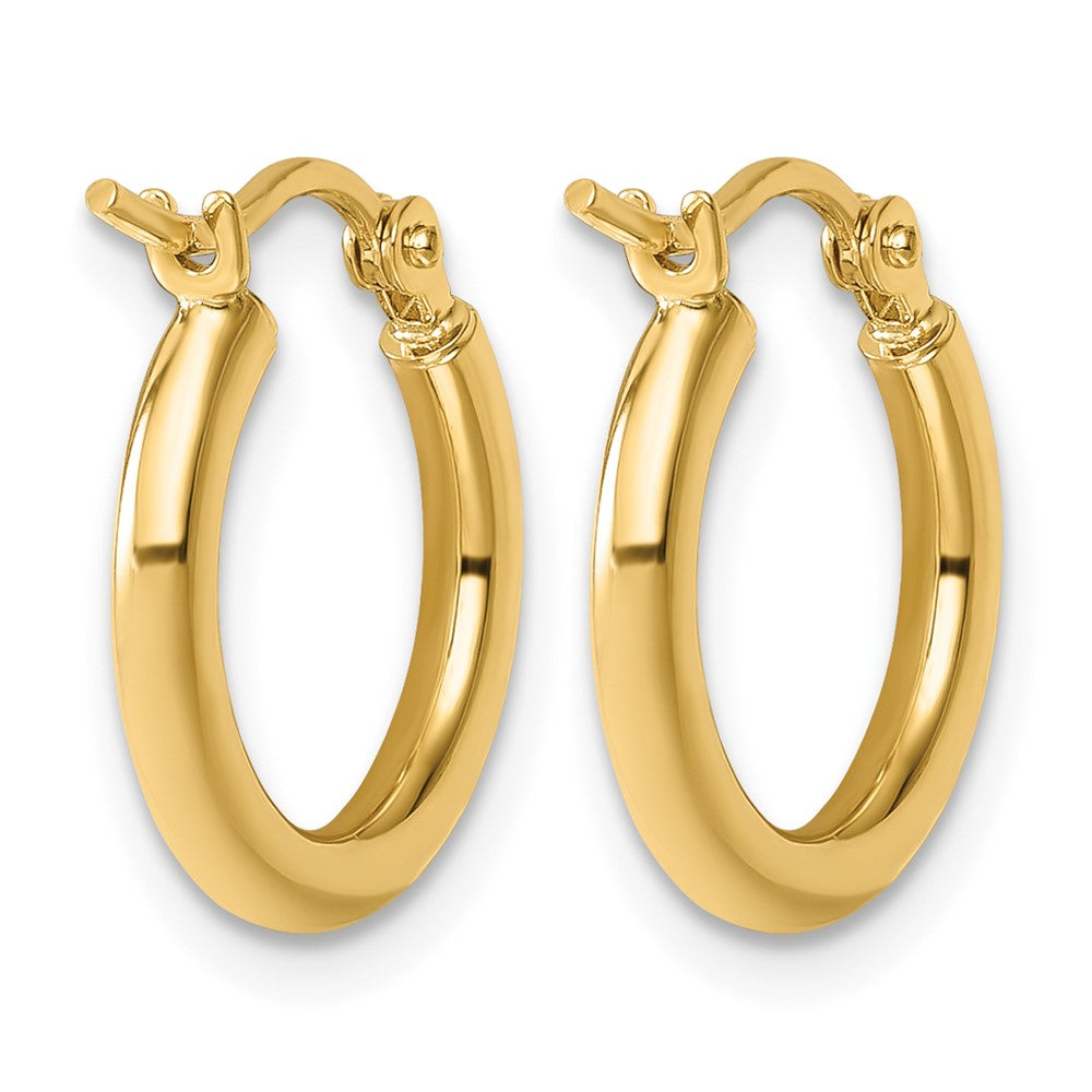 14K Yellow Gold Polished 2X15mm Hoop Earrings